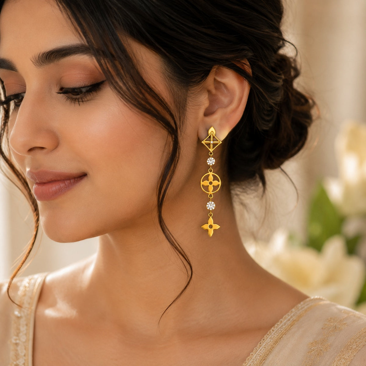 Luxury 18K Crystal Dangle Earrings for Women | Anti Tarnish Fashion Drop Earrings