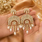 Premium Kundan Pearl Chandbali Earrings for Women |Ethnic Wedding Party Earrings
