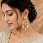 Premium Kundan Pearl Chandbali Earrings for Women |Ethnic Wedding Party Earrings