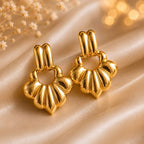 18K Gold Plated Floral Hoop Earrings for Women | Elegant Statement Earrings