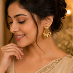 18K Gold Plated Floral Hoop Earrings for Women | Elegant Statement Earrings