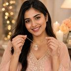 18K Gold Plated Rose Flower Pendant Necklace for Women | Premium Crystal Charm Necklace