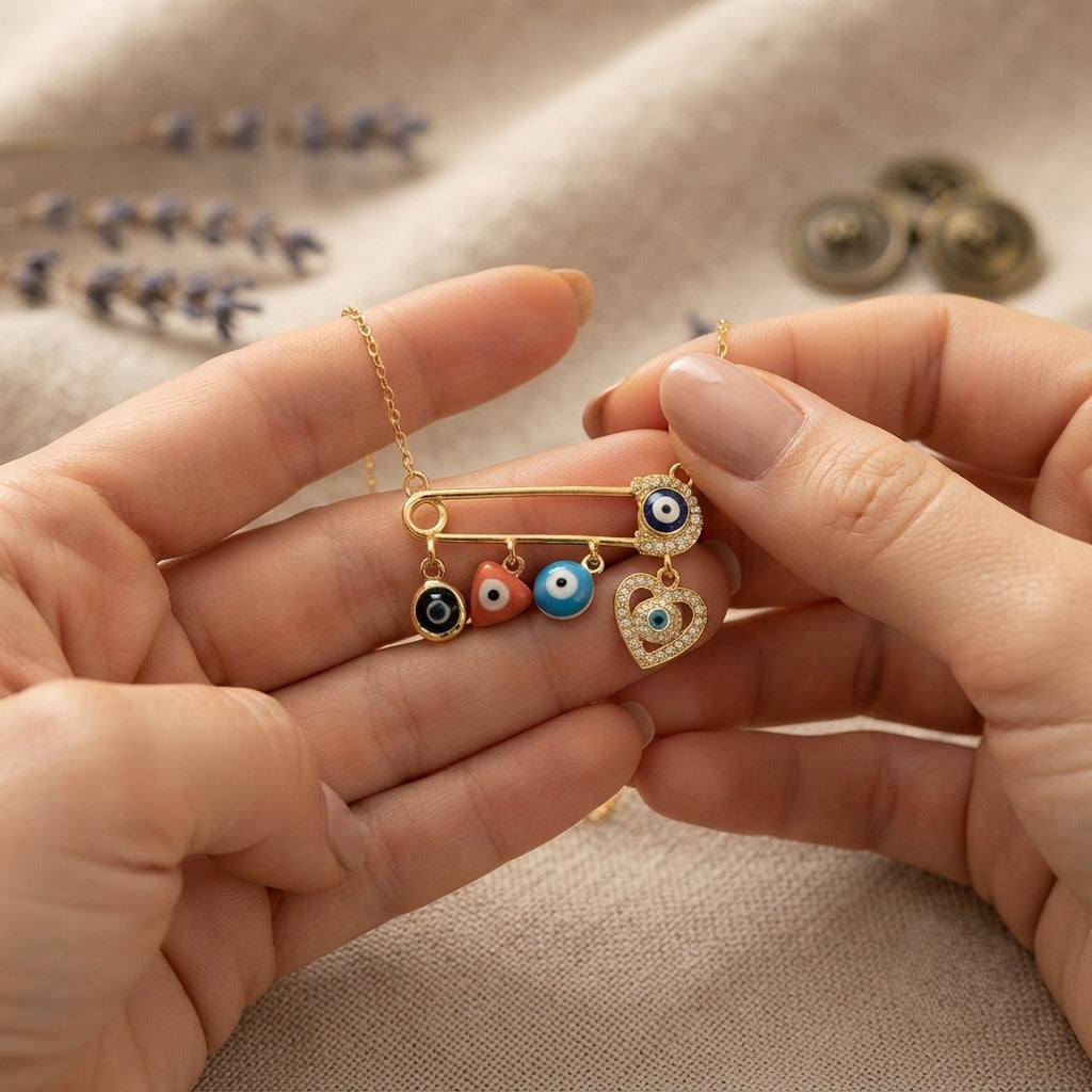 Evil Eye  18K Gold Plated Charm Necklace for Women