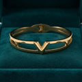 18K Gold Plated V Design Cuff Bracelet for Women | Luxury Open Bangle | Premium Fashion Jewelry