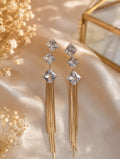 18K Gold Plated Crystal Tassel Drop Earrings for Women