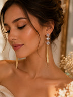 18K Gold Plated Crystal Tassel Drop Earrings for Women