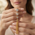 Gold Plated Crystal Tassel Pendant Ethnic Necklace for Women | Elegant Long Pendant Chain |