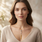 Gold Plated Crystal Tassel Pendant Ethnic Necklace for Women | Elegant Long Pendant Chain |