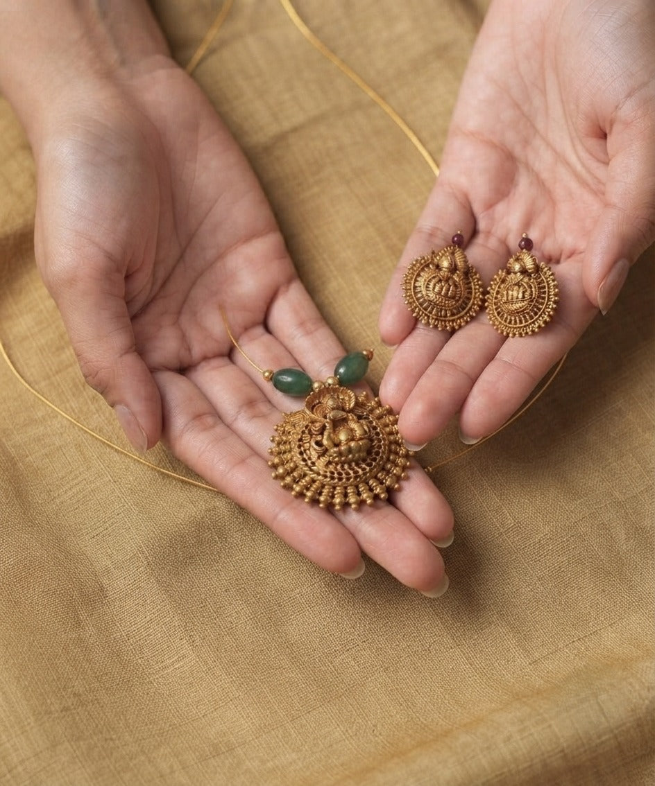 Gold Plated Traditional Temple Jewelry Set for Women | Ethnic Goddess