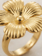Gold Plated Floral Statement Ring for Women | Vintage Flower Adjustable Ring