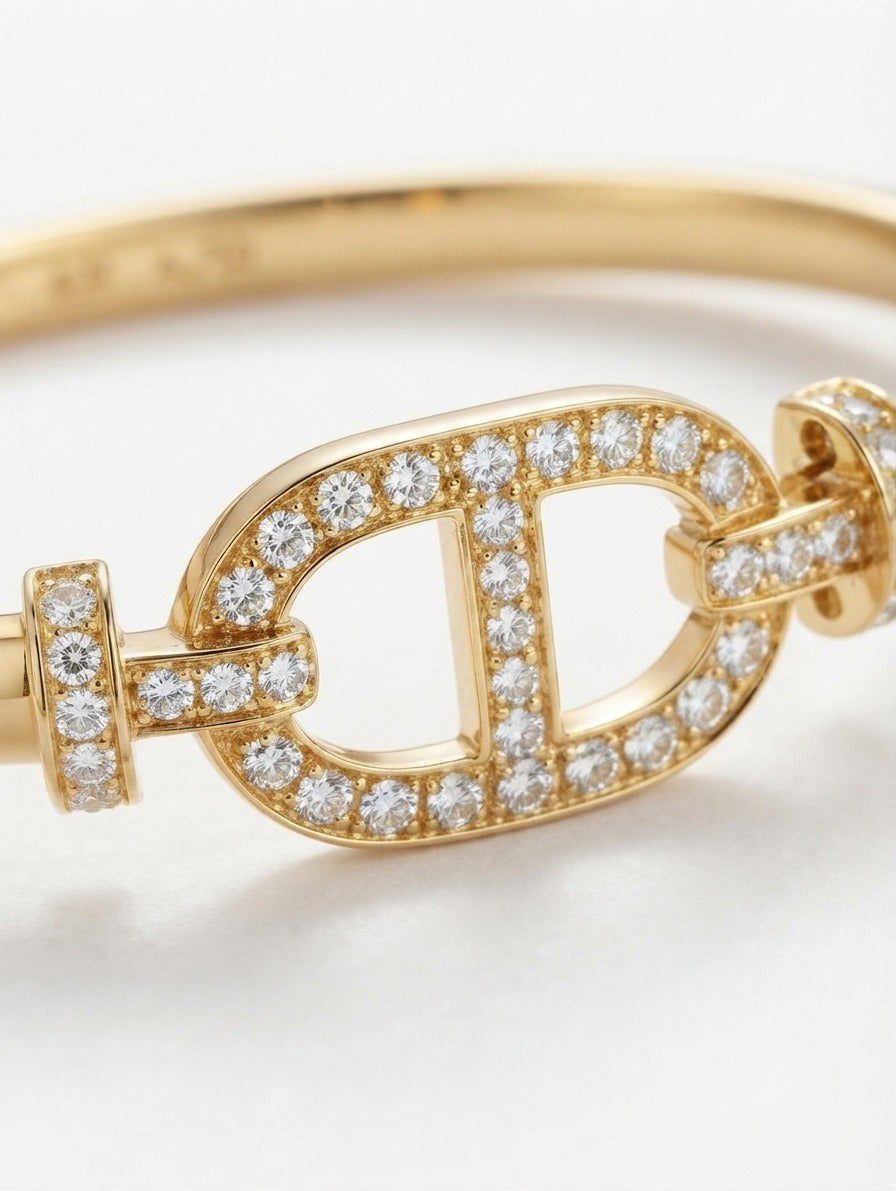 Gold Plated Designer Oval CZ Bracelet Bangle for Women | Traditional Party Wear Kada