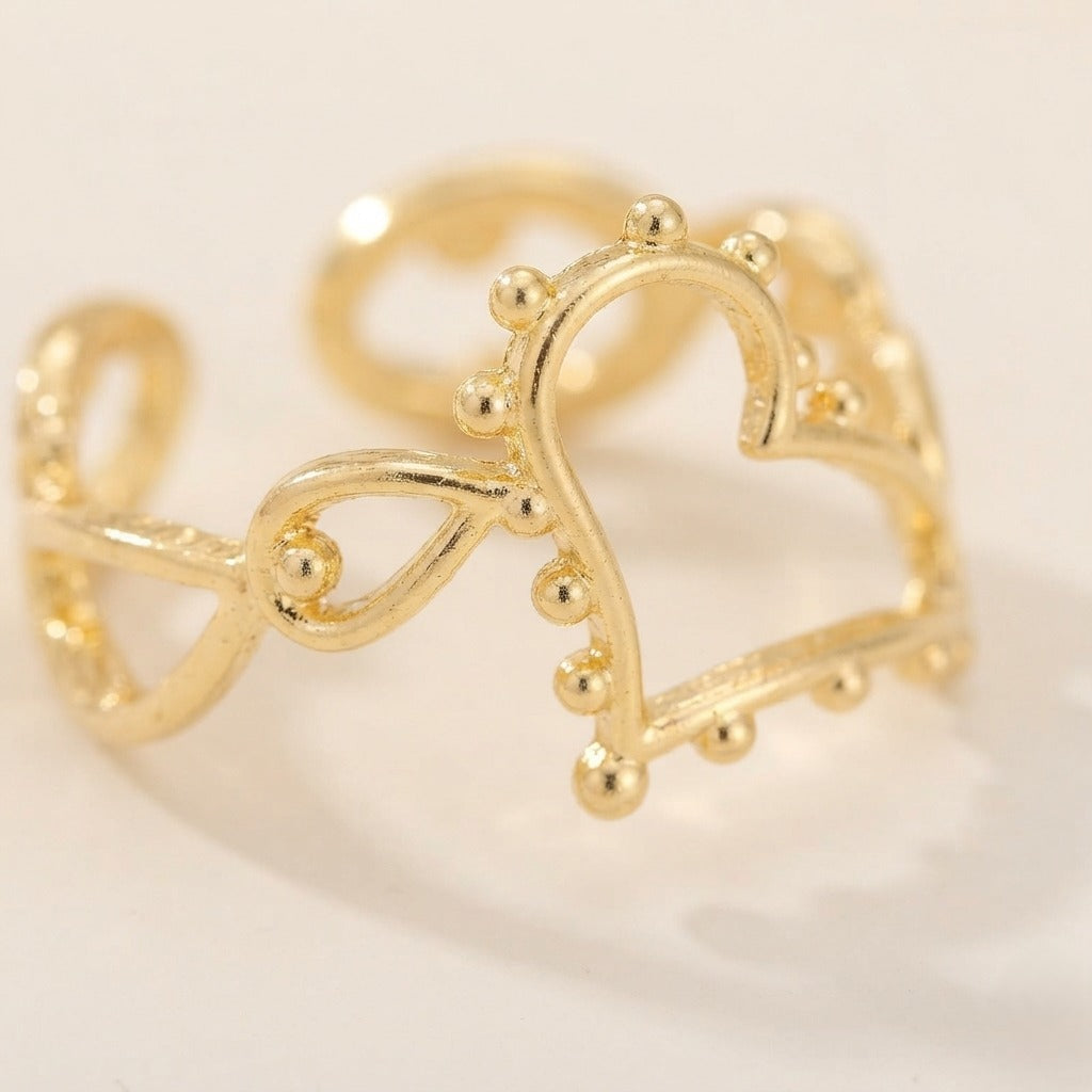 Korean Vintage Bow Adjustable Ring – Elegant Gold-Tone Fashion