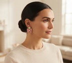Korean Pink Bow Pearl Earrings | Cute Aesthetic Statement Earrings