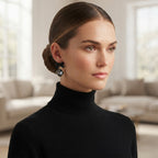 Korean-Style Black Bow Statement Earrings for Women