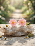 Korean Pink Daisy Flower Earrings | Cute Floral Stud Earrings | Korean Fashion Jewelry