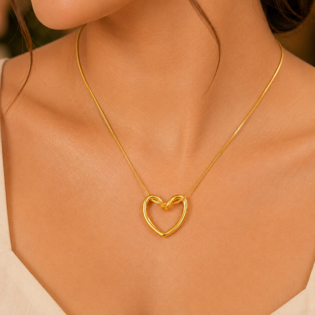 Elegant Gold Heart Pendant Necklace for Women | Minimalist Love Charm Chain