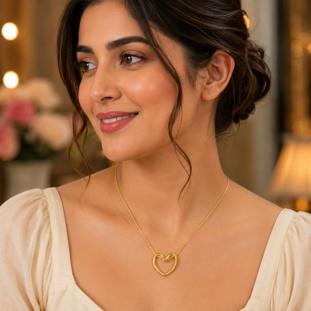 Elegant Gold Heart Pendant Necklace for Women | Minimalist Love Charm Chain
