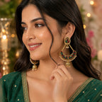 Traditional Kundan Meenakari Chandbali Earrings for Women