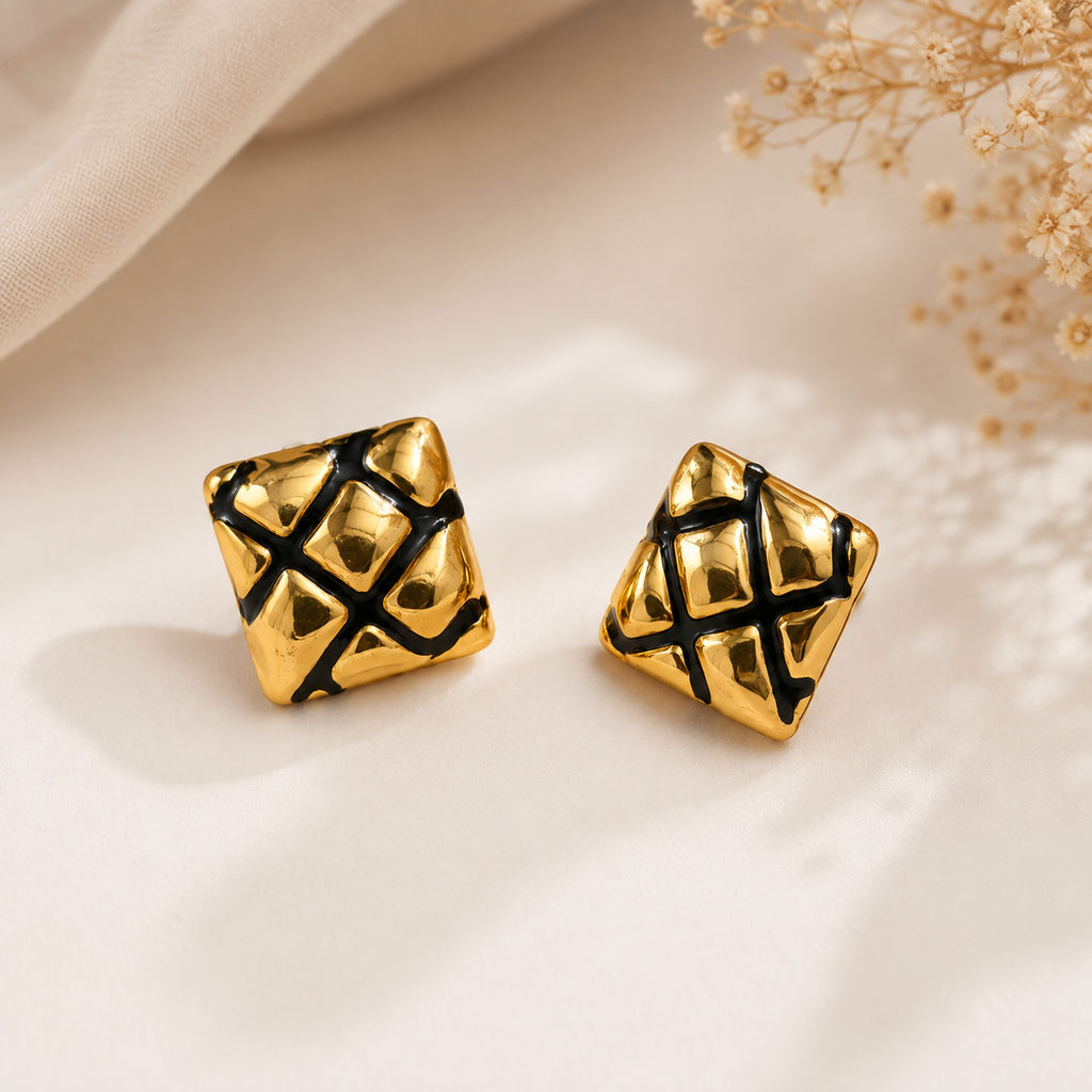 Demifine 18k Gold Plated-Tone Geometrical shapes Studio Earings