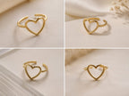 Sawaaro Eternal Heart Adjustable 18K Gold Plated Ring for Women Everyday Fashion Jewelry